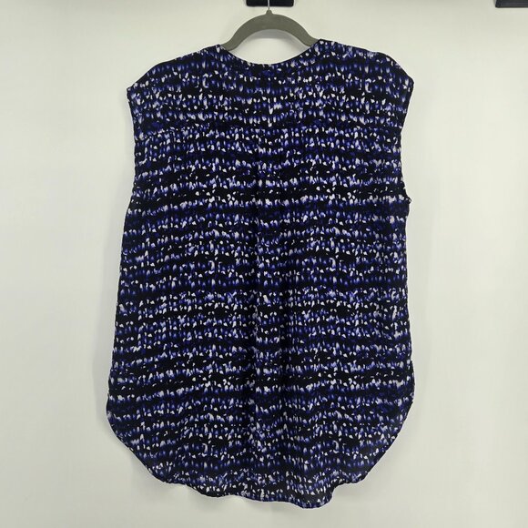 Apt 9 Abstract Print Sleeveless Blouse - L Blue/Black Print - Picture 2 of 6